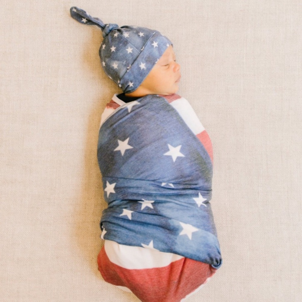 Copper pearl baby top knot hat